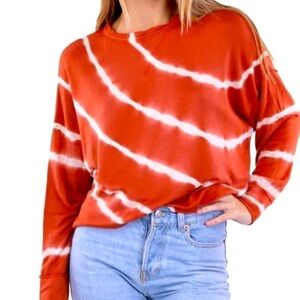 Anthropologie Maronie rust/ white stripped crop top. Rayon/spandex. Size M. NWT.